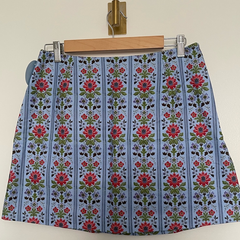 Hill House Home The Hallie Skirt - Blue Floral Block Stripe Size M